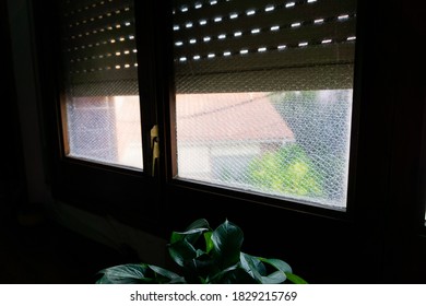 Window glass lined with bubble wrap
 
