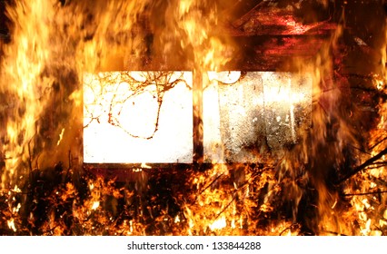 window to hell covered with flames abstract background - Shutterstock ID 133844288