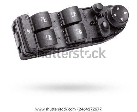 Window master switch control panel isolated on white background. Switch on-off. Car button switch.