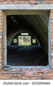 window of old abandoned hangarwindow of an old abandoned concrete rocket hangar