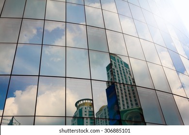 Window Reflection Dayligh As Blue Background