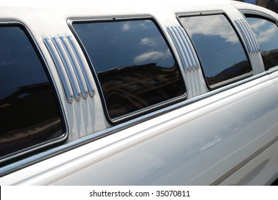 Window And Roof Of The White Limousine