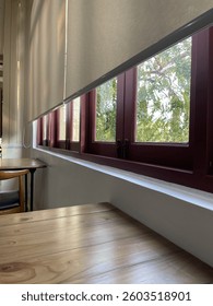 Window shadow with wood table 