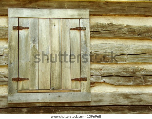 Window Shutter On Log Cabin Stock Photo Edit Now 1396968