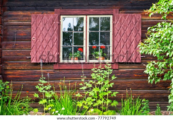 Window Window Shutters On Old Swedish Stock Photo Edit Now 77792749