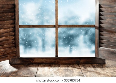 Window Sill And Winter Day 