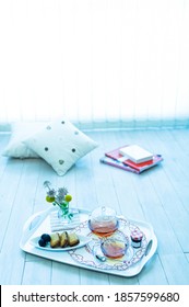 Window tea set and cushions
