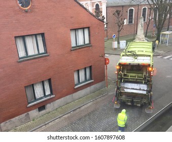 Window View Garbage Truck Take The Garbage