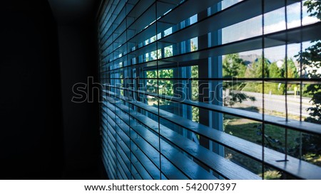 Window view through the blinds in Surrey, Vancouver, Canada