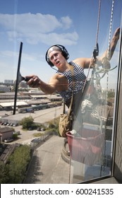 Window Washer On Skyscrapers