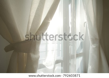 Window White Curtains Balcony Door Design Stock Photo Edit