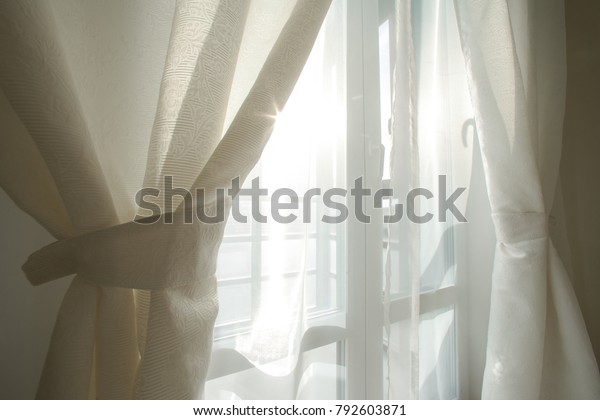 Window White Curtains Balcony Door Design Stock Photo Edit