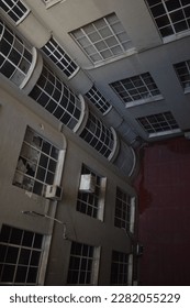 windows of the building low perspective view