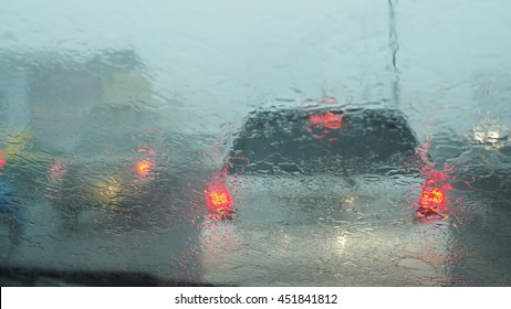 Windows Car And Heavy Rain.