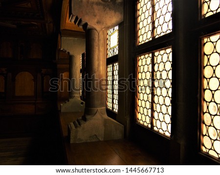 Windows and columns (Schloss Köpenick/ Kopenick castle, Berlin), medieval architecture, interiors, retro, vintage, cultural and historical asset, classical architecture