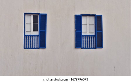 Windows Essaouira, Morocco. The Town Is An UNESCO World Heritage Site.