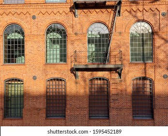 Windows in the former factory building.