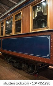 Windows of old train outside