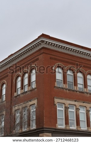 Windows on a brick wall on an old building