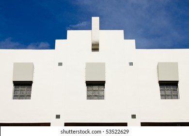 Windows On The Side Of Art Deco Buildings In Miami