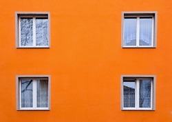 Windows Of An Orange House.