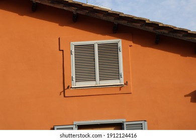 Windows in residential building in rome italy selective focus