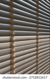 Windows roller blinds home interior design element window detail wooden window blind shutter with daylight from window daytime home interior design concept