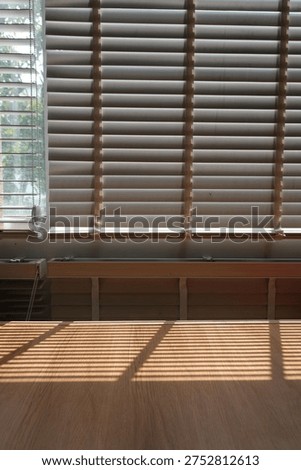 Windows roller blinds home interior design element window detail wooden window blind shutter with daylight from window daytime home interior design concept