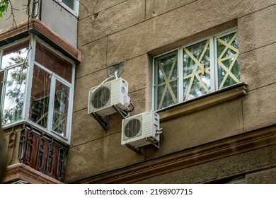 Windows Sealed With Adhesive Tape, Protection From The Blast Wave, Ukraine