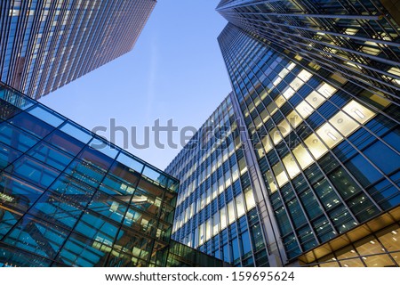 Windows of Skyscraper office building in London City 