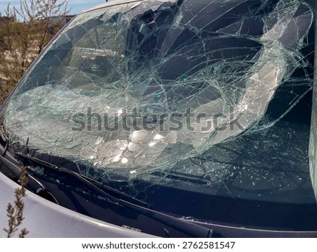 Windscreen deliberately smashed and shattered