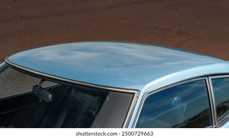 Windshield of a blue car