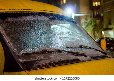 Windshield In Ice After Freezing Rain