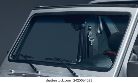 Windshield on a silver suv