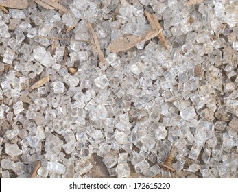 Windshield splinters on the ground