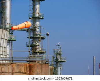 Windsock Mounted On Top Of Plant Petrochemical.