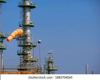 Windsock Mounted On Top Of Plant Petrochemical.