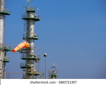 Windsock Mounted On Top Of Plant Petrochemical.