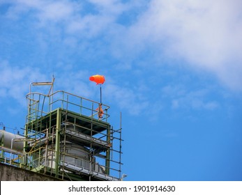 Windsock Mounted On Top Of Plant Petrochemical.