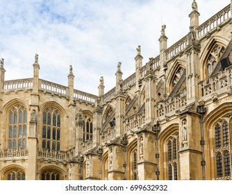 WINDSOR - AUGUST 14th 2017: Architectural Detail On St Georges Chapel, Part Of Windsor Castle In Berkshire 