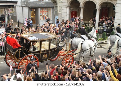 Windsor, Berkshire, UK- 10 12 2018: Carriage Procession For The Wedding Of Princess Eugenie And Jack Brooksbank