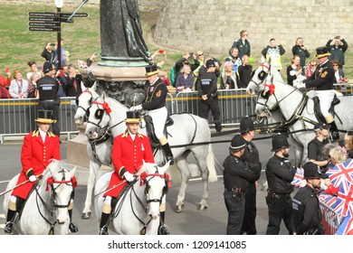 Windsor, Berkshire, UK- 10 12 2018: Carriage Procession For The Wedding Of Princess Eugenie And Jack Brooksbank