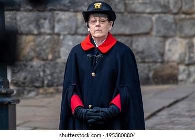 Windsor, Berkshire United Kingdom - April 11 2021: Windsor Castle Following The Death Of HRH Prince Philip, Duke Of Edinburgh 