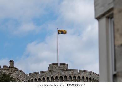 Windsor, Berkshire United Kingdom - April 11 2021: Windsor Castle Following The Death Of HRH Prince Philip, Duke Of Edinburgh 