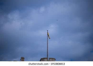 Windsor, Berkshire United Kingdom - April 11 2021: Windsor Castle Following The Death Of HRH Prince Philip, Duke Of Edinburgh 