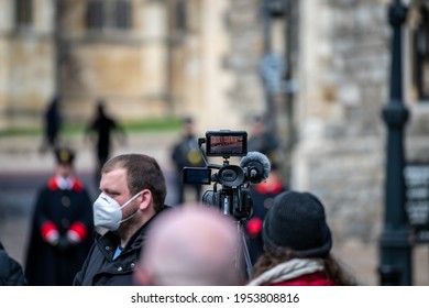 Windsor, Berkshire United Kingdom - April 11 2021: Windsor Castle Following The Death Of HRH Prince Philip, Duke Of Edinburgh 