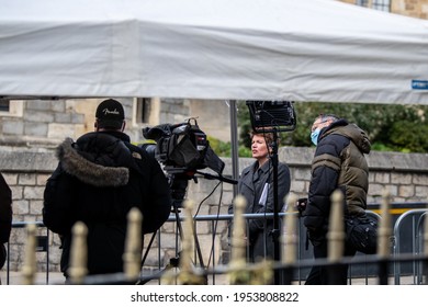 Windsor, Berkshire United Kingdom - April 11 2021: Windsor Castle Following The Death Of HRH Prince Philip, Duke Of Edinburgh 