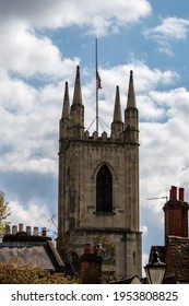 Windsor, Berkshire United Kingdom - April 11 2021: Windsor Castle Following The Death Of HRH Prince Philip, Duke Of Edinburgh 