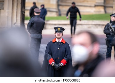 Windsor, Berkshire United Kingdom - April 11 2021: Windsor Castle Following The Death Of HRH Prince Philip, Duke Of Edinburgh 