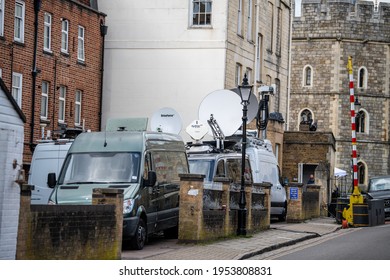 Windsor, Berkshire United Kingdom - April 11 2021: Windsor Castle Following The Death Of HRH Prince Philip, Duke Of Edinburgh 